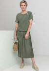 Bianca Klea Pleated Logo Waist Midi Skirt, Green
