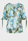 Bianca V-Neck Abstract Print Blouse, Green Mix