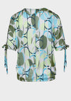 Bianca V-Neck Abstract Print Blouse, Green Mix