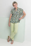 Bianca Alin Leopard Print V Neck Top, Green