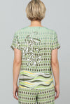 Bianca Arwen Geometric Floral Drawstring Top, Green