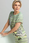 Bianca Arwen Geometric Floral Drawstring Top, Green