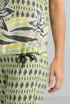 Bianca Arwen Geometric Floral Drawstring Top, Green