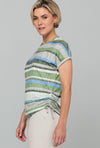 Bianca Julie Ruched Side Striped Top, Green
