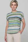 Bianca Julie Ruched Side Striped Top, Green