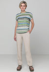 Bianca Julie Ruched Side Striped Top, Green