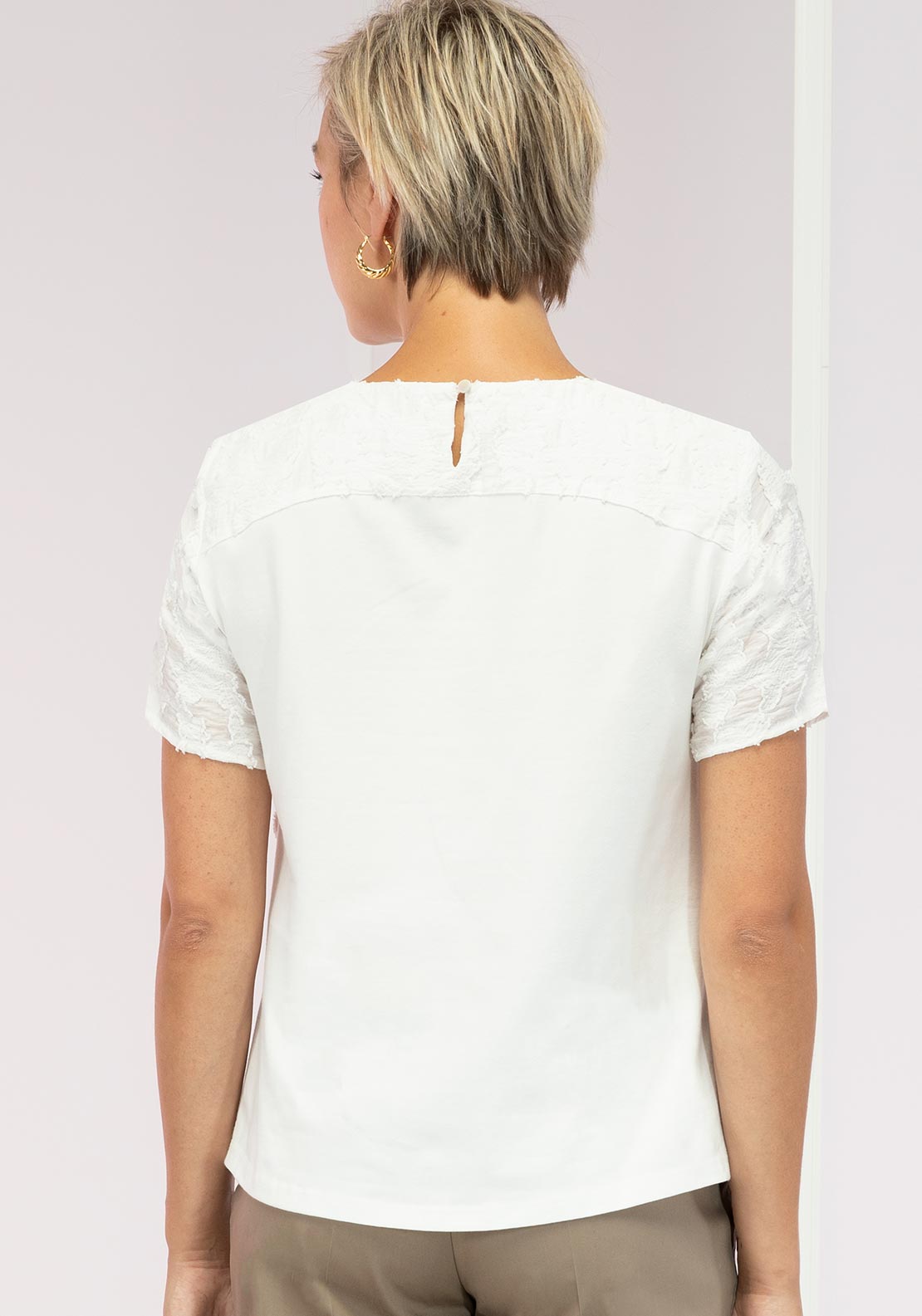 Bianca Darni Lace Detail Top, White