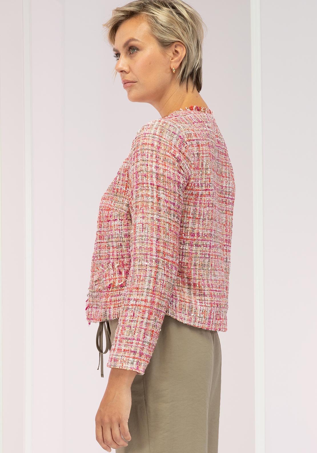 Bianca Theres Sequin Boucle Jacket, Pink Multi