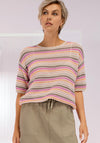 Bianca Olinde Striped Knit Sweater, Pink Multi