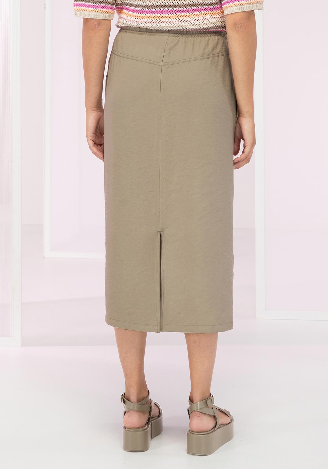 Bianca Jula Elasticated Waist Skirt, Taupe