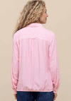 Bianca Striped Half Button Blouse, Pink