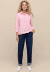 Bianca Striped Half Button Blouse, Pink