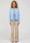Bianca Woven Bomber Jacket, Light Blue