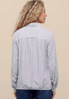 Bianca Striped Half Button Blouse, Blue