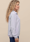 Bianca Striped Half Button Blouse, Blue