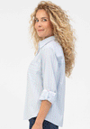 Bianca Colourful Striped Fitted Blouse, Blue