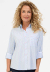 Bianca Colourful Striped Fitted Blouse, Blue
