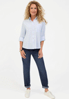 Bianca Colourful Striped Fitted Blouse, Blue