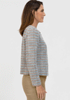 Bianca Tweed Style Frayed Trim Jacket, Blue Multi