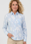 Bianca Cotton Striped Floral Shirt, Blue