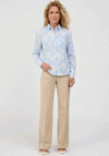 Bianca Cotton Striped Floral Shirt, Blue
