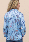 Bianca Botanical Print V Neck Shirt, Blue