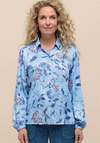 Bianca Botanical Print V Neck Shirt, Blue