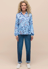 Bianca Botanical Print V Neck Shirt, Blue