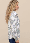 Bianca Printed Striped Cuff Shirt, White