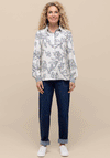 Bianca Printed Striped Cuff Shirt, White