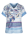Bianca Floral Print V Neck Top, Blue Multi