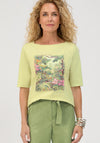 Bianca Scenic Graphic Print Boat Neckline T-Shirt, Green