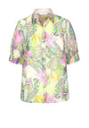 Bianca Leaf and Floral Print Blouse, Green Multi