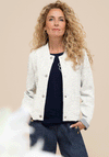 Bianca Floral Embossed Bomber Jacket, White