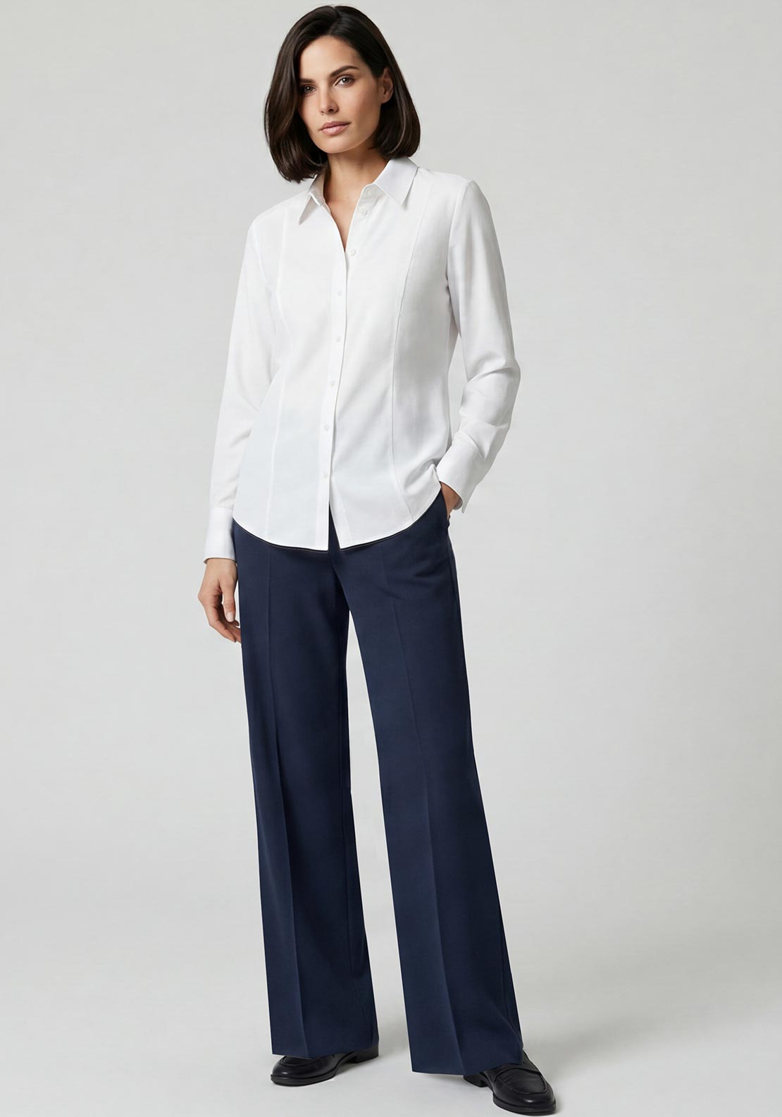 Bianca Linda Cotton-blend Shirt, White