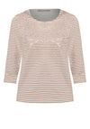 Bianca Dini Striped Metallic Detail Top, Beige