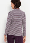 Bianca Striped Jersey High Neck Top, Purple