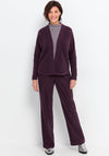 Bianca Striped Jersey High Neck Top, Purple