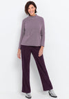 Bianca Striped Jersey High Neck Top, Purple