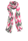 Bianca Woven Printed Frayed Trim Scarf, Pink