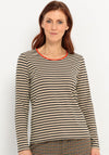 Bianca Striped Knit Long Sleeve Top, Beige