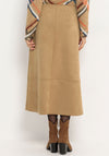 Bianca Kina Faux Suede A-Line Skirt, Brown