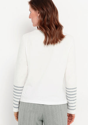Bianca Fashionista Graphic Long Sleeve Top, White