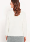 Bianca Fluffy Knit V Neck Jumper, White