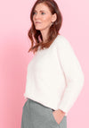 Bianca Fluffy Knit V Neck Jumper, White