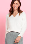 Bianca Fluffy Knit V Neck Jumper, White