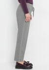Bianca Embroidered Striped Slim Leg Trousers, Grey