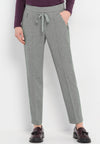 Bianca Embroidered Striped Slim Leg Trousers, Grey