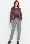 Bianca Embroidered Striped Slim Leg Trousers, Grey