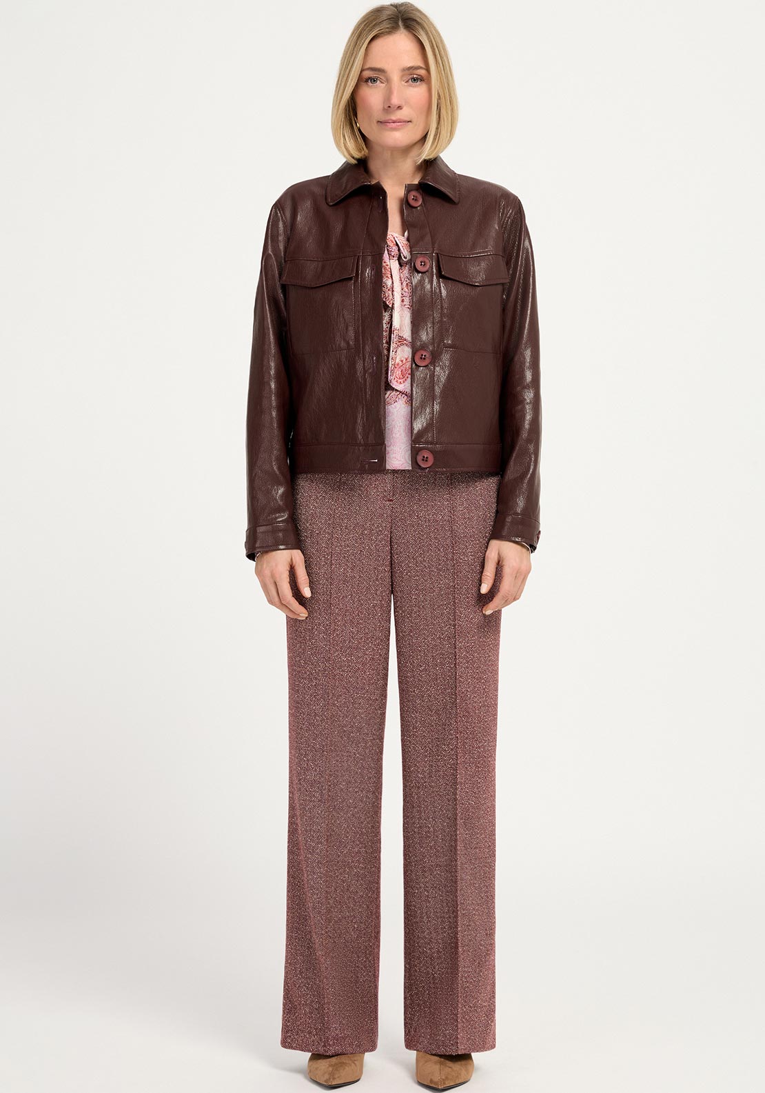 Bianca Peggy Faux Leather Jacket, Wine